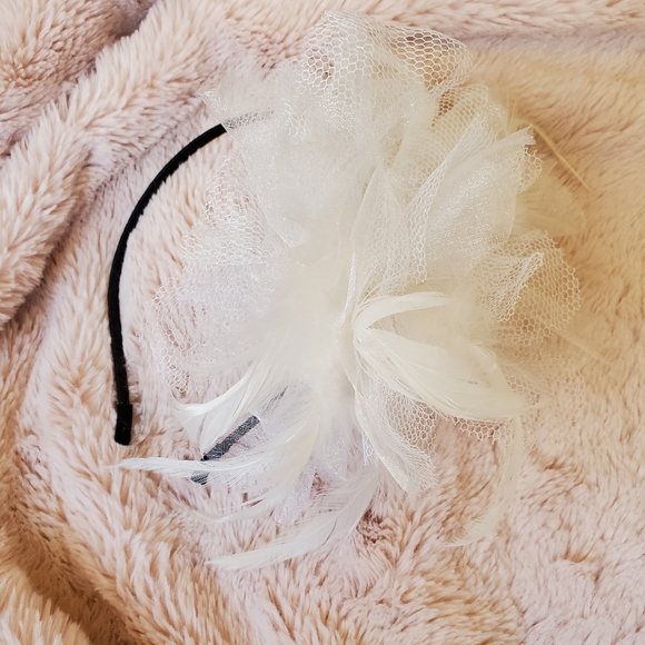 Brand New Bridal Tulle Feather Headpiece Fascinator Headband Hair Accessory - Picture 2 of 5